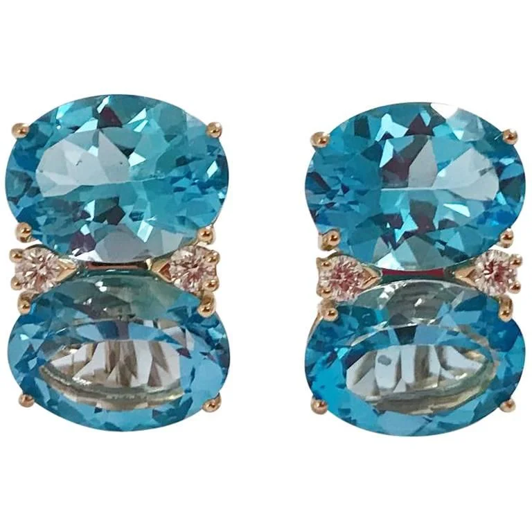 Bold cross earrings-Grande GUM DROP™ earrings With Blue Topaz and Diamonds