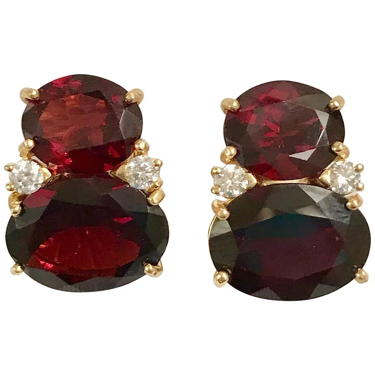 Trekker braid earrings-Large GUM DROP™ Earrings with Garnet and  Diamonds