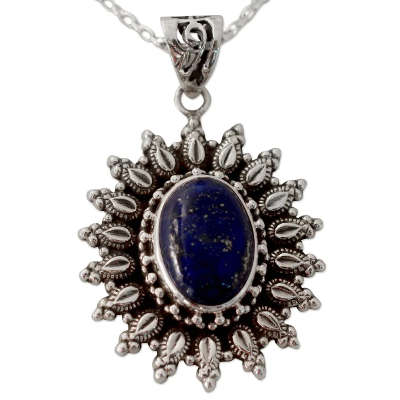 Crystal-twisted necklaces-Handmade Sterling Silver 'Royal Allure' Lapis Lazuli Necklace (India)