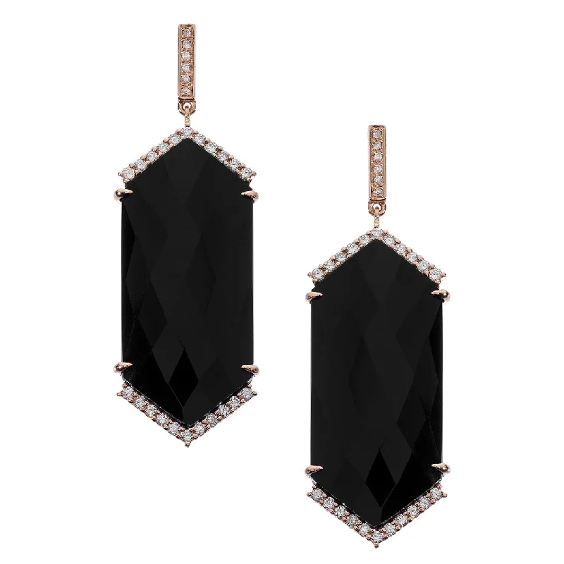 Rough texture earrings-Hayden Earrings Rose Gold Black Onyx