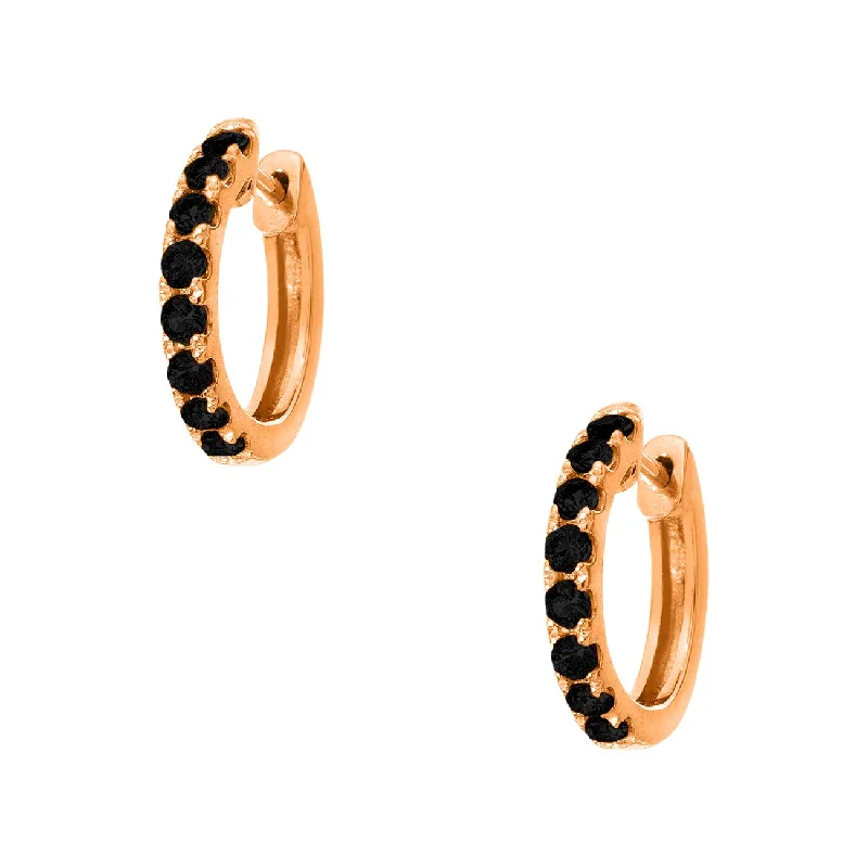 Wide hoop earrings-Lillian Huggies Black Diamond 2mm