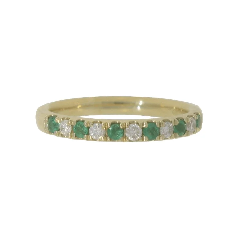 Tiny wing engagement rings-Emerald & Diamond Comfort Fit Band