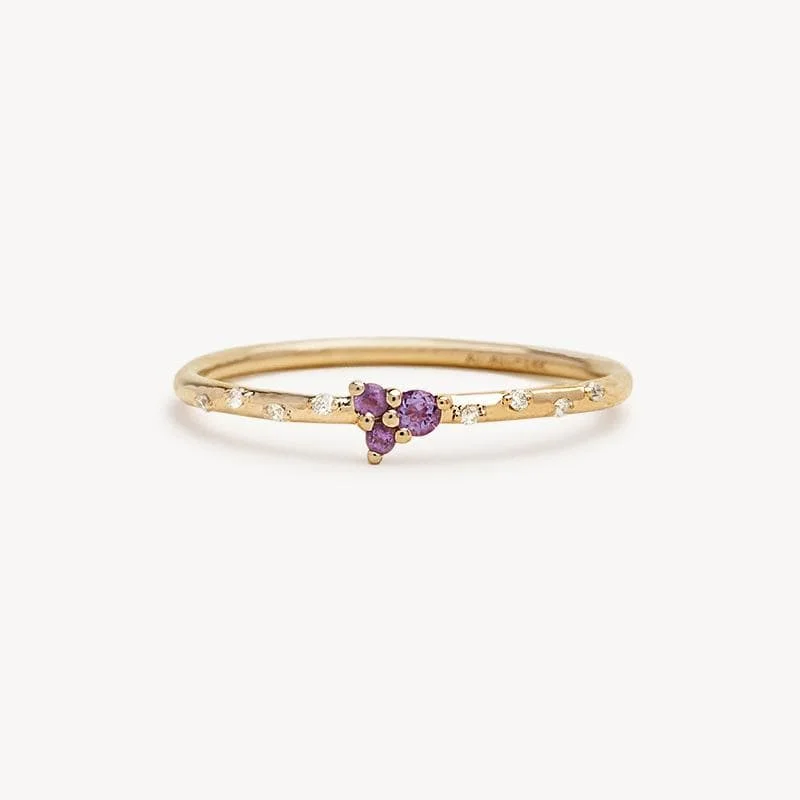 Starry Amethyst Trio Ring