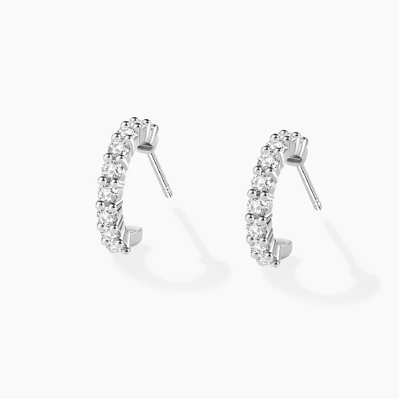 Ruby gem earrings-Classic Moissanite Huggie Hoop Earrings