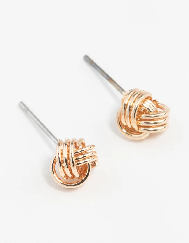 Flat badge earrings-Gold Classic Mini Knot Earrings