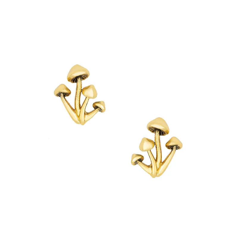 Solid ring earrings-Magic Mushroom Studs