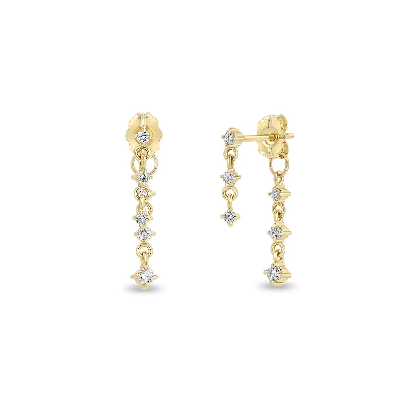 Sleek stud earrings-14k Mixed Prong Diamond Double Drop Earrings