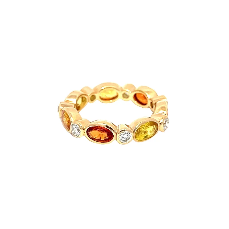 Vintage ruby engagement rings-Yellow & Orange Sapphire Ring with Diamonds