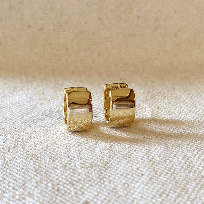 Tiny dot earrings-Daphne Gold Filled Chunky Flat Clicker Hoop Earrings