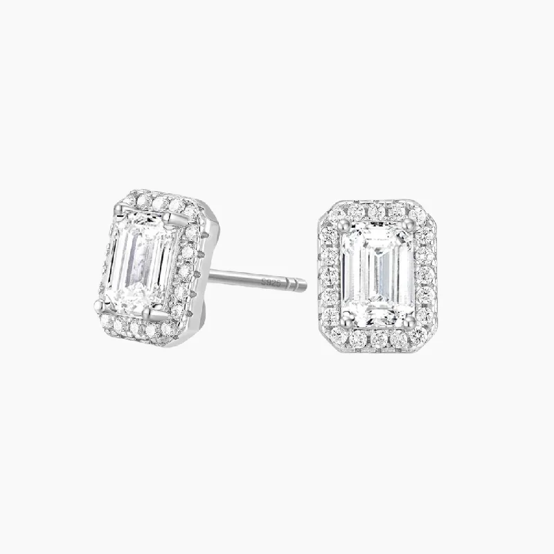 Thin pearl earrings-Square Cut Cubic Zirconia CZ Earrings