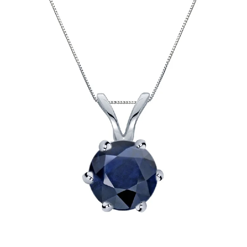 Spinel necklaces-Auriya 14k Gold Blue Sapphire Solitaire Necklace 1ctw 6-Prong