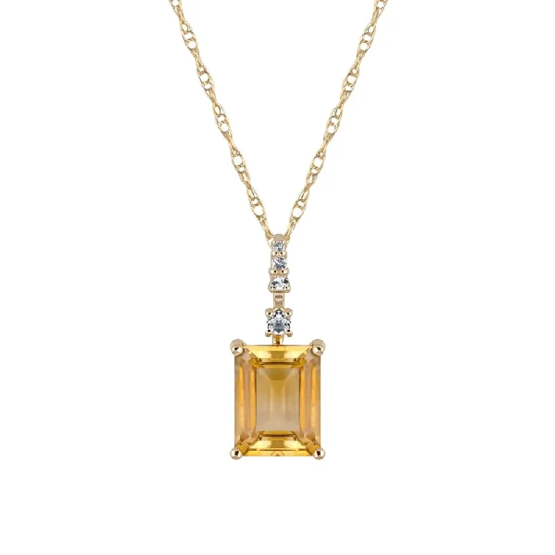 Coiled cord necklaces-Viducci 10k Yellow Gold Genuine Emerald-Cut Citrine Pendant Necklace