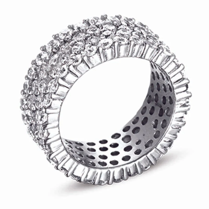 Woven cord engagement rings-STERLING SILVER RING WITH CZ STONES