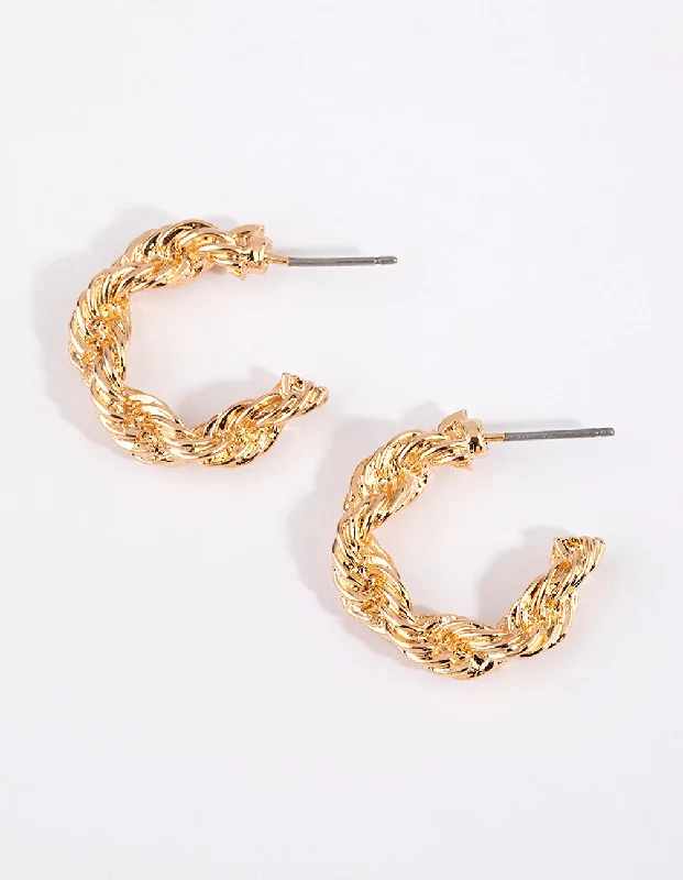 Bold cuff earrings-Gold Thick Wrapped Earrings