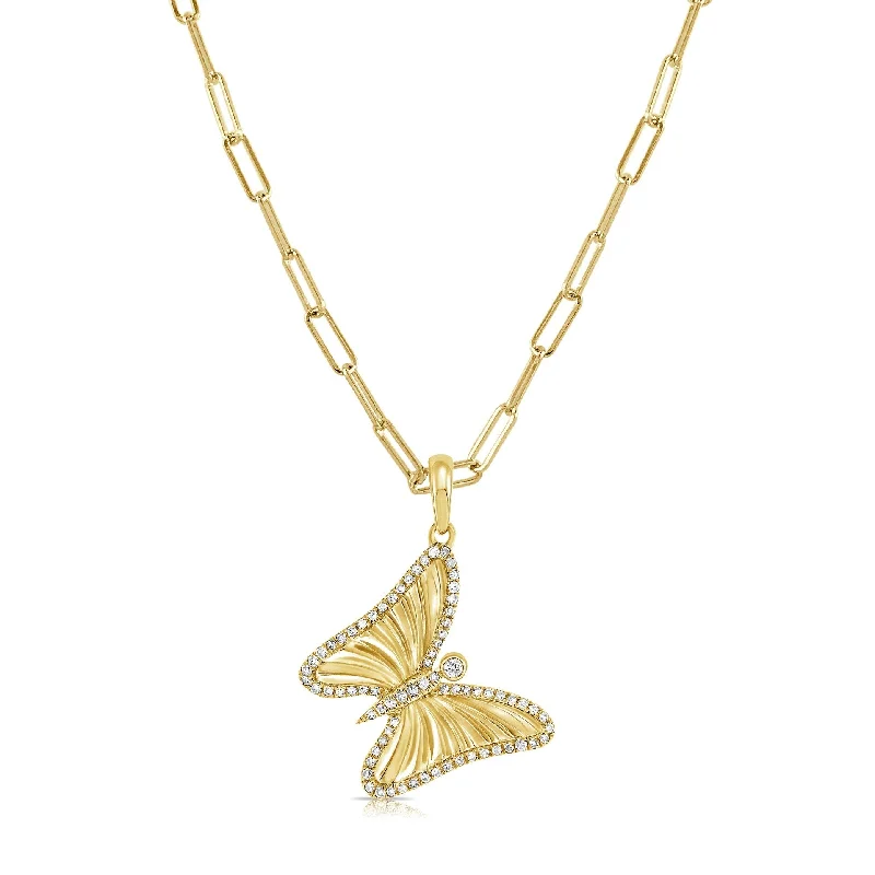 Vivid druzy necklaces-Joelle Diamond Butterfly Necklace 1/4 CTTW 14K Yellow Gold 16-inch