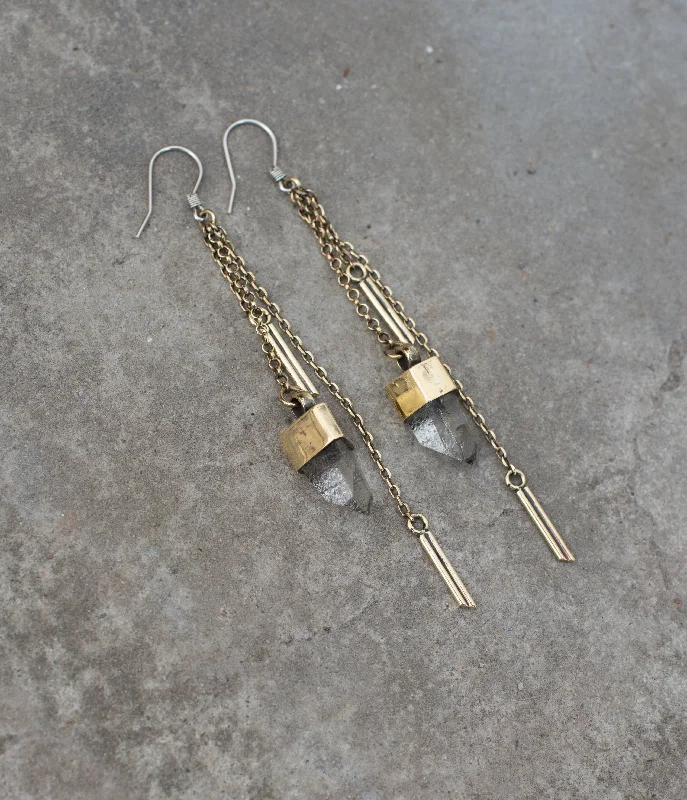 Spinel earrings-crystal dangle earrings - brass