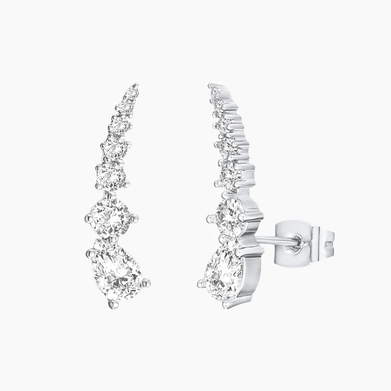 Large hoop earrings-Sterling Silver CZ Climber Earrings