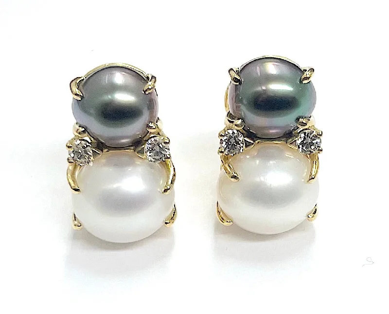 Bead weave earrings-18Karat Medium GUM DROP™ Earrings with Pearls and Diamonds