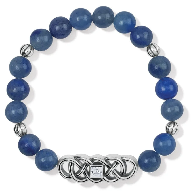 Vivid diamond bangles-Interlok Lustre Blue Quartz Stretch Bracelet