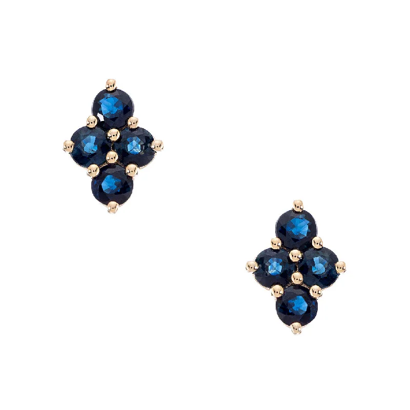 Silk cord earrings-Asher Studs Rose Gold Sapphire