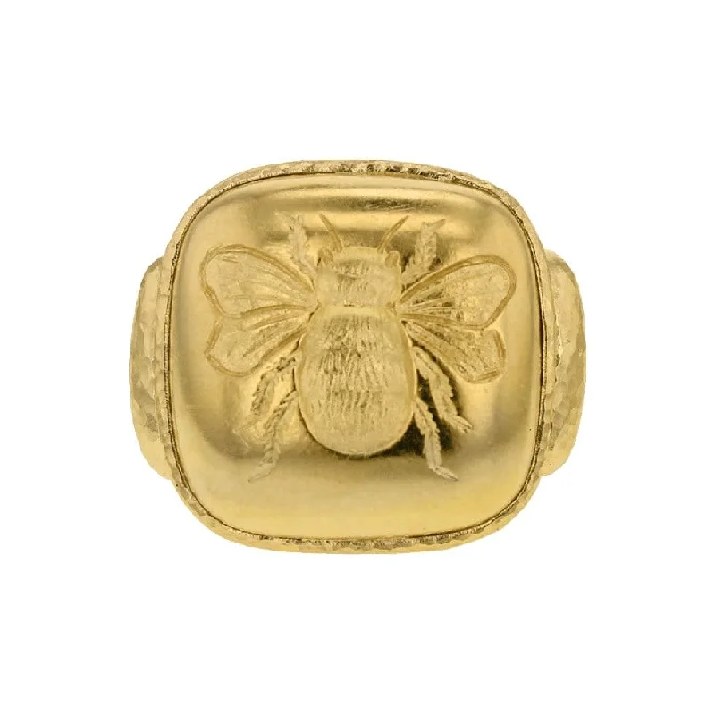 Sleek gem engagement rings-"Fat Bee" Signet Ring