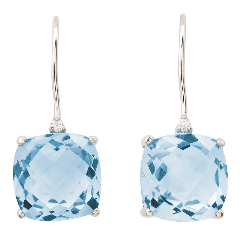 Radiant pearl earrings-Blue Topaz & Diamond  Earrings