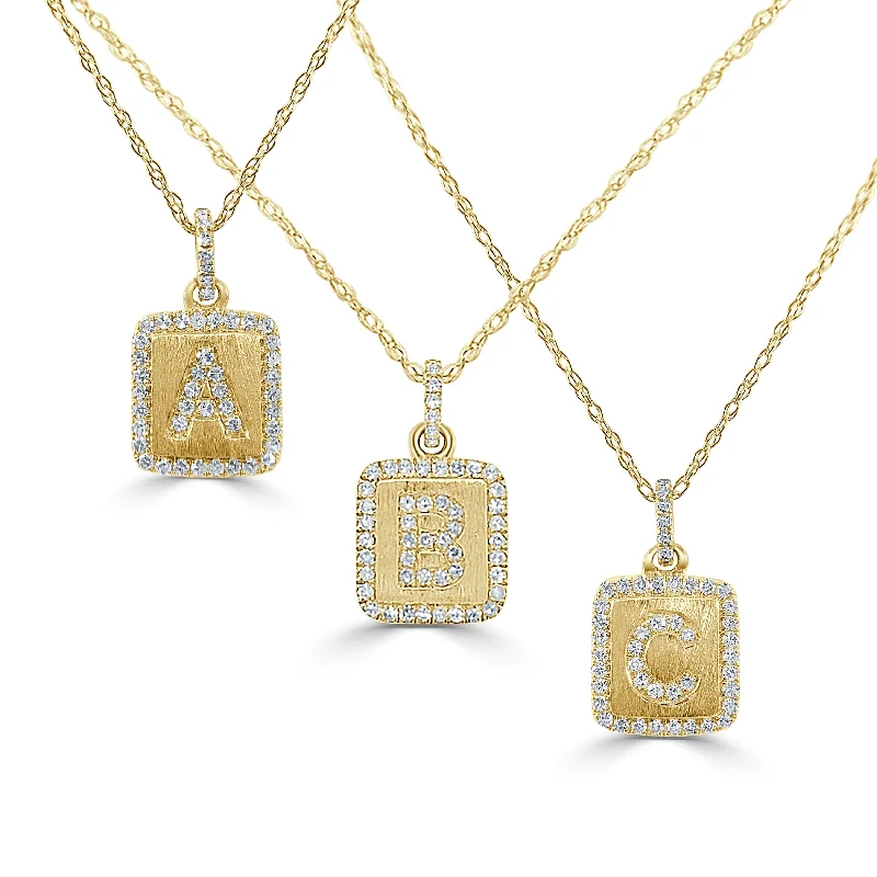 Tide pattern necklaces-Joelle Diamond 1/10 cttw. Initial Necklace 14K Yellow Gold