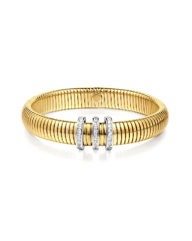 Wide gold bangles-Pave Trio Snake Chain Bracelet