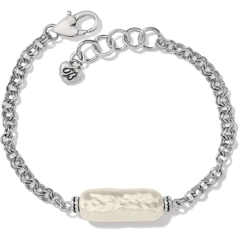 Tide shape bangles-Pebble Pearl Double Link Bracelet