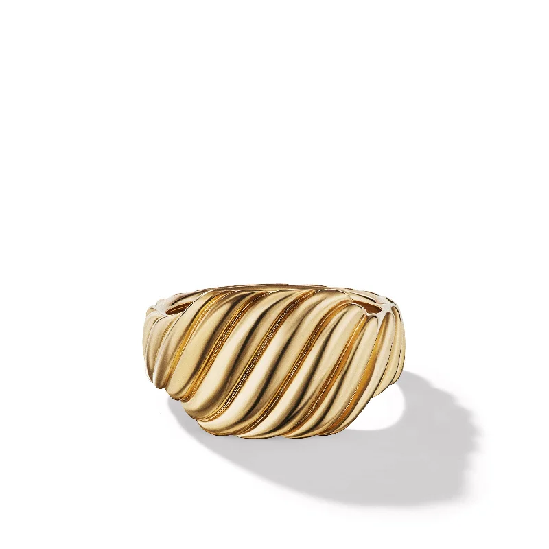 Cedar grain engagement rings-Sculpted Cable Contour Ring in 18K Yellow Gold