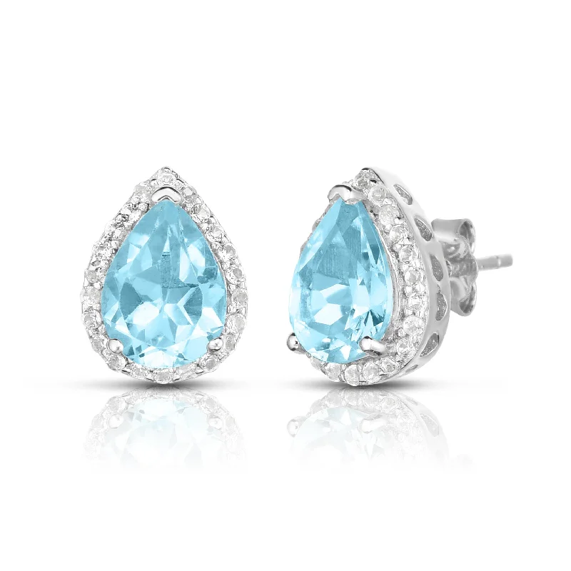 Blue Topaz & White Sapphire Earrings