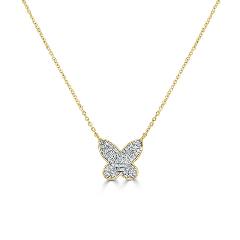 Elegant design necklaces-Joelle Diamond Butterfly Necklace 14K Gold