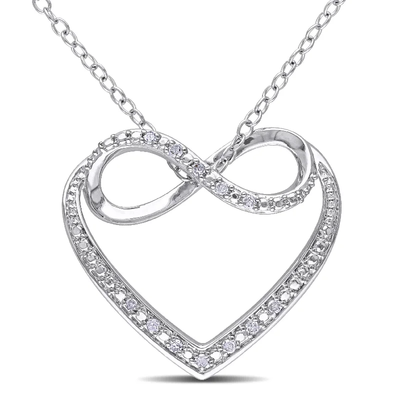 Vibrant enamel necklaces-Miadora Sterling Silver Diamond Heart Infinity Necklace