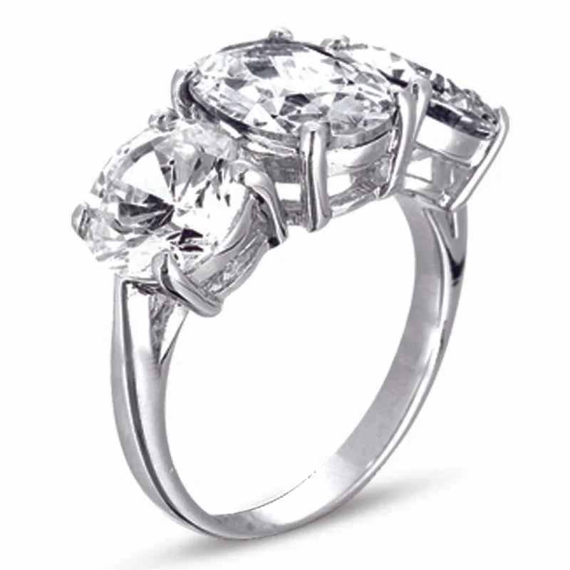 Radiant star engagement rings-STERLING SILVER RING with CZ Stones