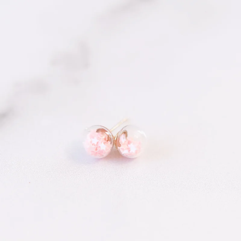 Curved design earrings-Light Pink | Mini Star Confetti Stud Earrings