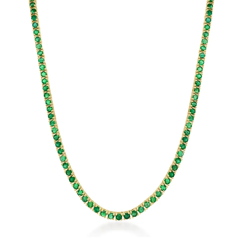 Regal diamond necklaces-Joelle Green Emerald Tennis Necklace 14K Gold 16 inches