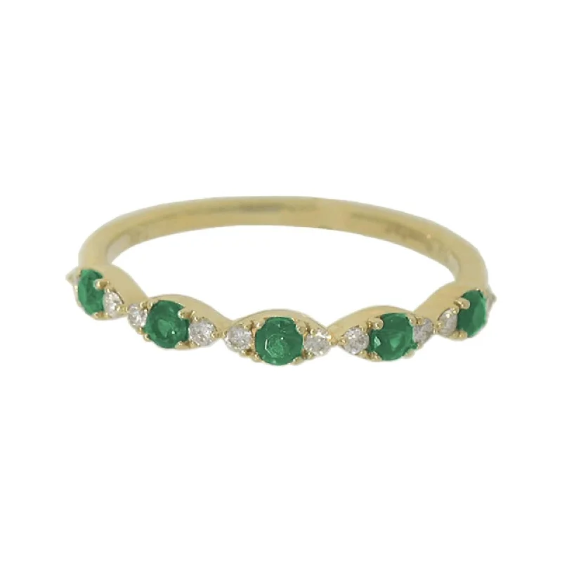 Patina bronze engagement rings-Emerald & Diamond Stackable Band