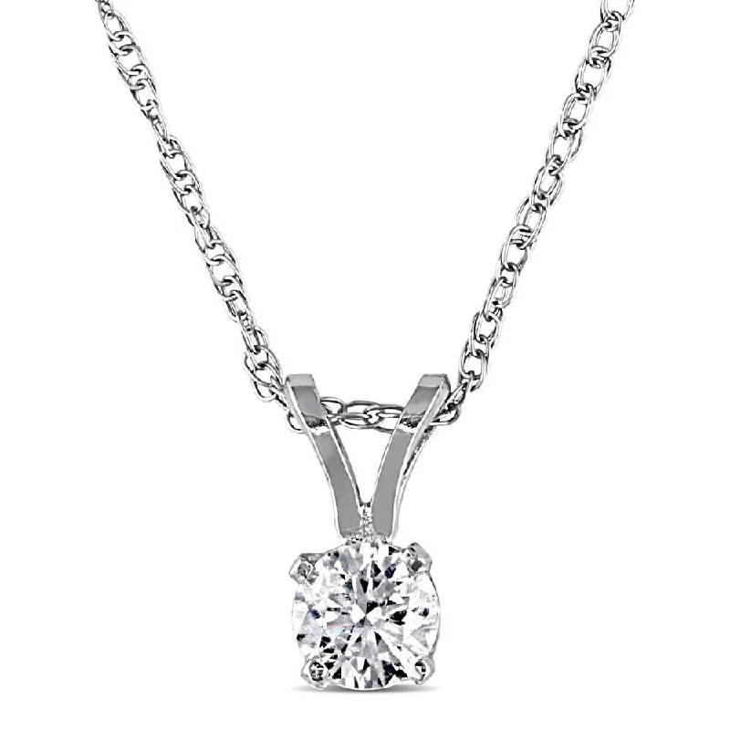 Fine bead necklaces-Miadora 14k White or Yellow Gold 1/4ct TDW Diamond Solitaire Drop Necklace