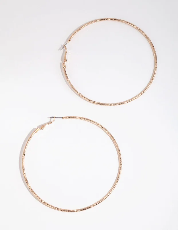 Light wood earrings-Gold Diamond Cut Big Hoop Earrings