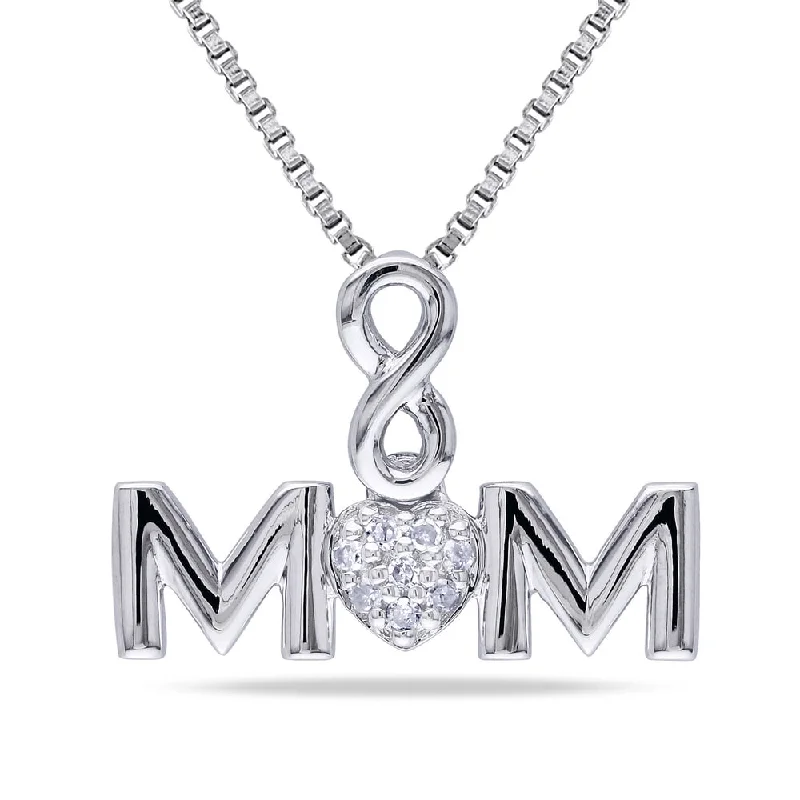 Spring clasp necklaces-Miadora Sterling Silver Diamond Accent Mom Infinity Heart Necklace