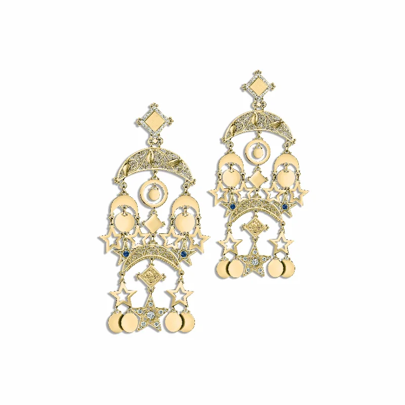 Light clay earrings-Crescent Chandelier Earrings