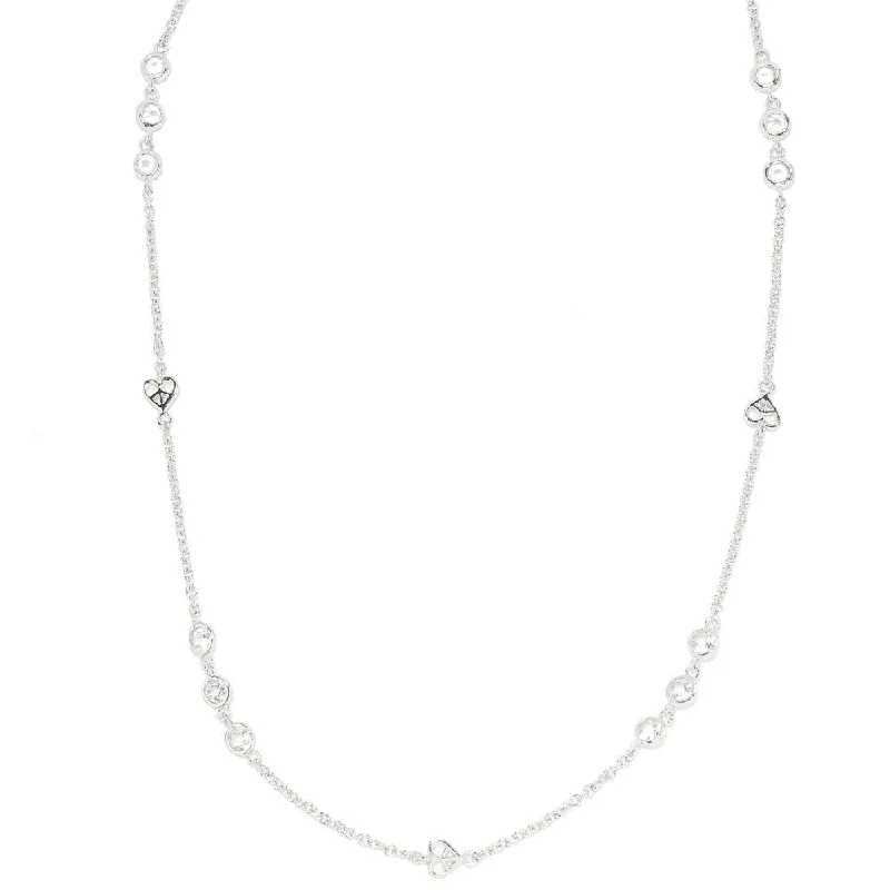 Thick bar necklaces-Sterling Silver White Topaz Round Bezel Set Necklace