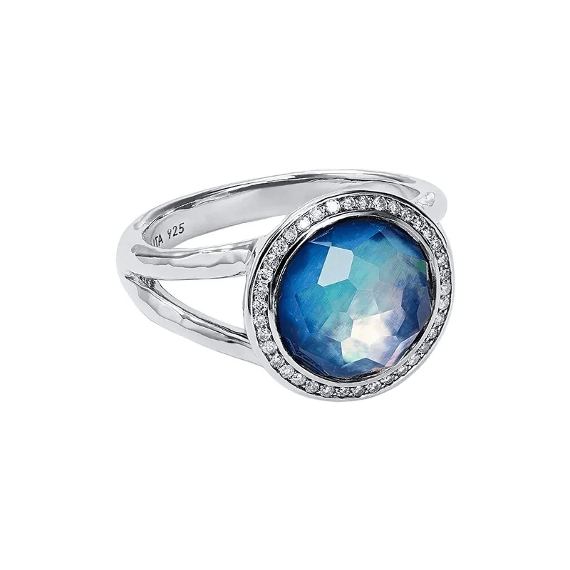 Sapphire halo engagement rings-Mini Ring in Eclipse