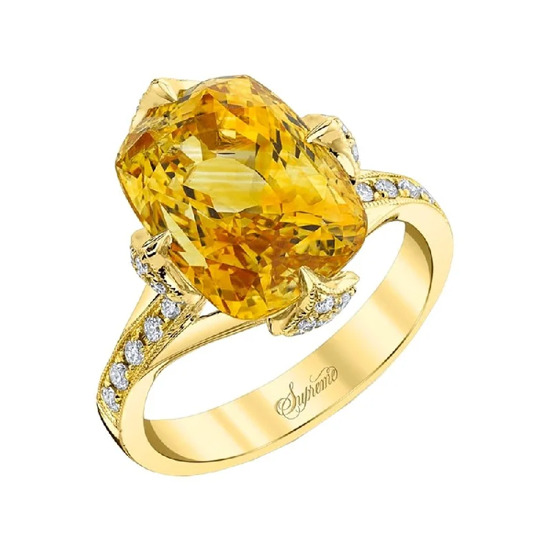 Oval cut engagement rings-Yellow Sapphire and Diamond Cocktail Ring