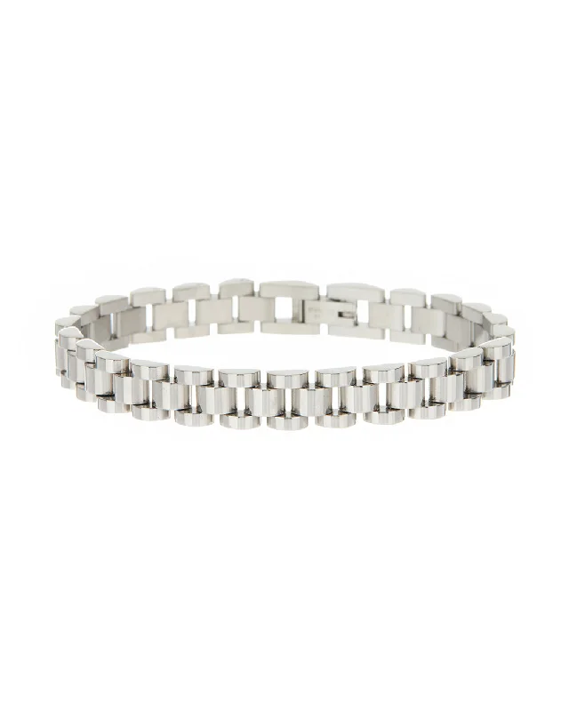 Cord edge bangles-Timepiece Bracelet- Silver