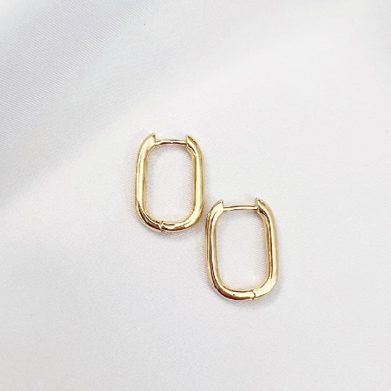 Wide hoop earrings-Kamryn Oblong Hoops Gold Filled