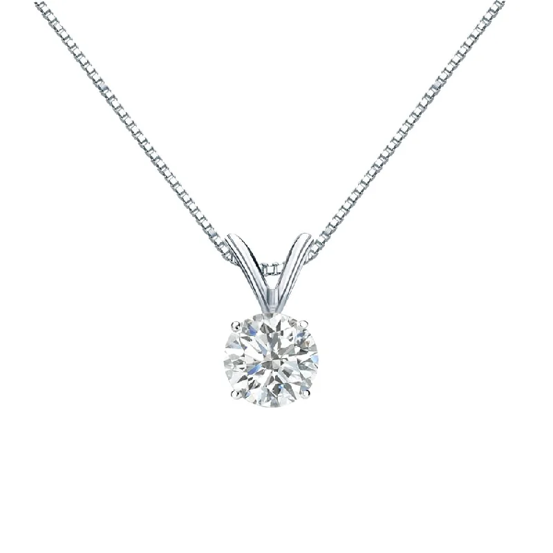 Victorian style necklaces-Auriya 1/2ctw Round Solitaire Diamond Necklace 18k Gold (H-I, SI1-SI2)