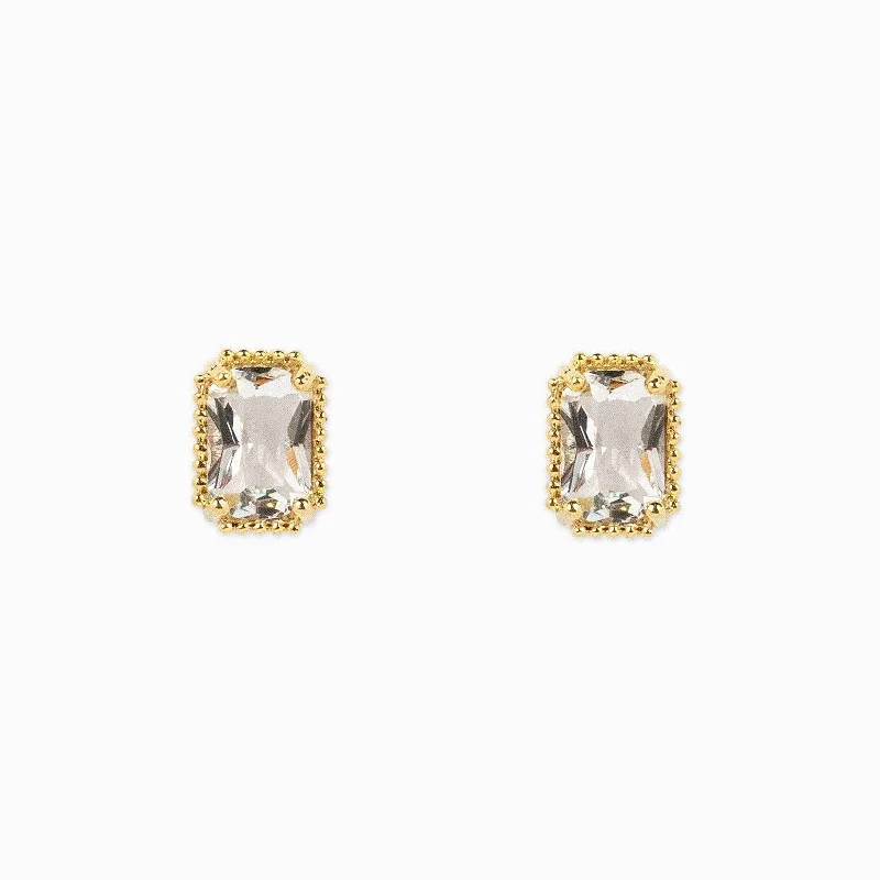 Tide design earrings-Classic Vintage Style Baguette CZ Post Earrings