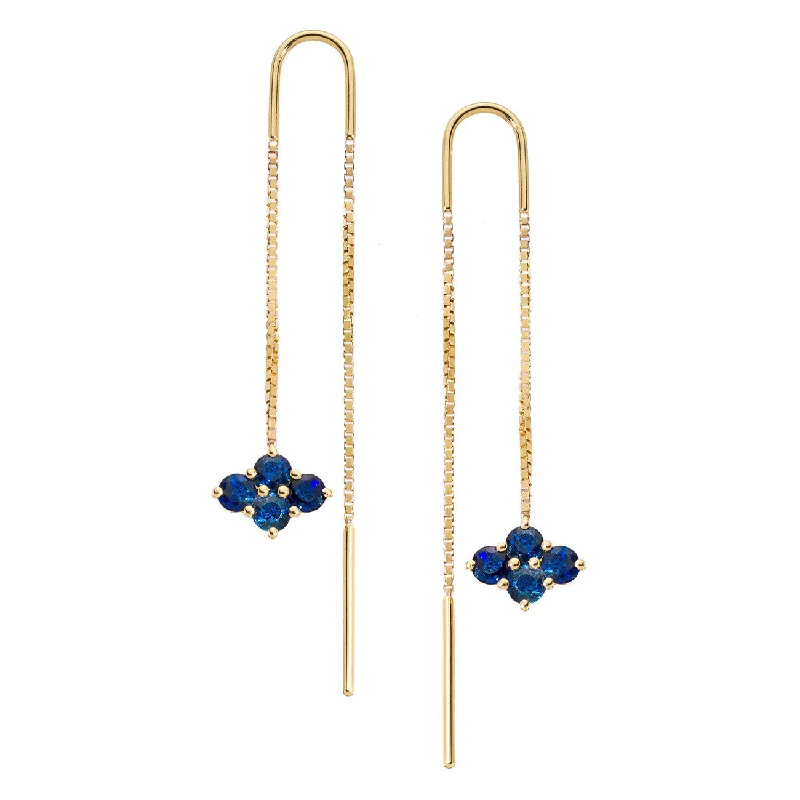 Bead weave earrings-Asher 2-Sided Threaders Yellow Gold Sapphire