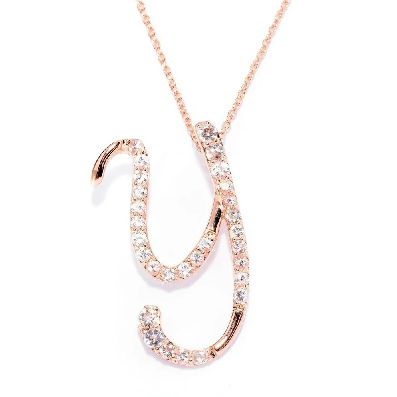 Neat-line necklaces-18k Rose Gold over Sterling Silver Round Morganite Initial Y Necklace